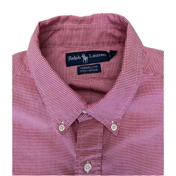 Ralph Lauren Shirt Men’s 17 Red White Yarmouth Gingham Plaid Cotton Button Down - Picture 4 of 7